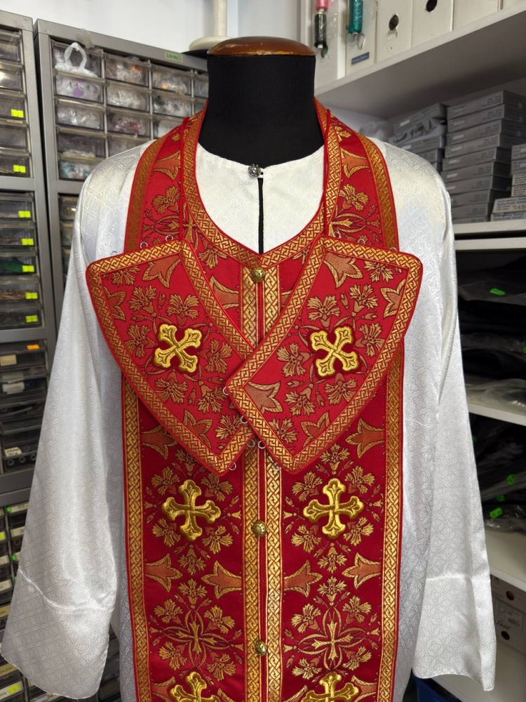Епитрахиль + поручи, красный с золотом, парча