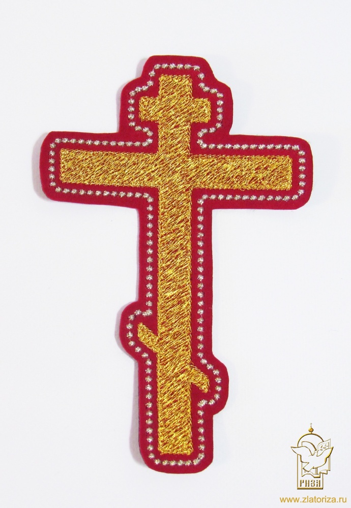 Крест ПРЯМОЙ-П восьмиконечный, красный с золотом, высота 17 см