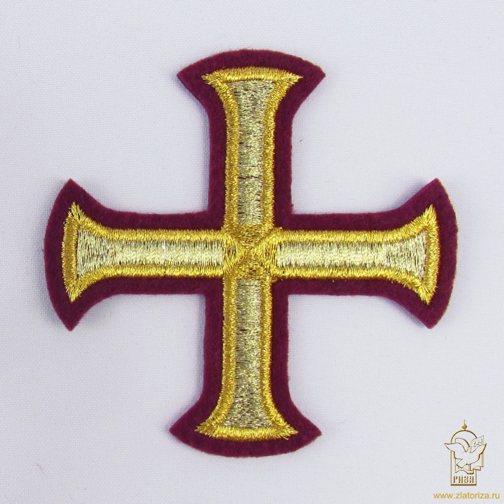 Крест 3 БУЛАТ бордо с золотом, 8-9 см