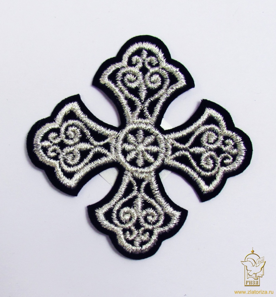 Крест 3 УЗОРНЫЙ черный с серебром,8-9 см