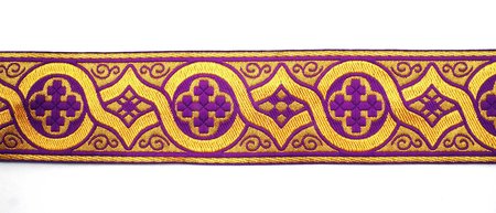 Галун ЗЛАТОУСТ, фиолетовый с золотом, шир. 6 см, ФР