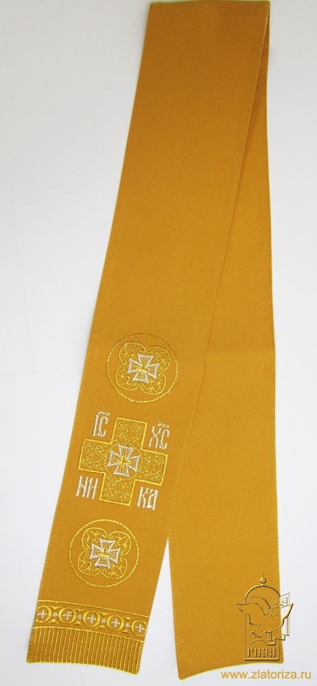 Закладка вышитая, желтая с золотом, шир. 10 см