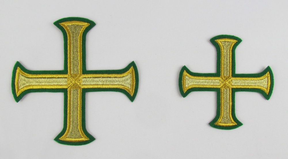 Набор крестов, иерейский, БУЛАТ, зеленый с золотом, 14 шт