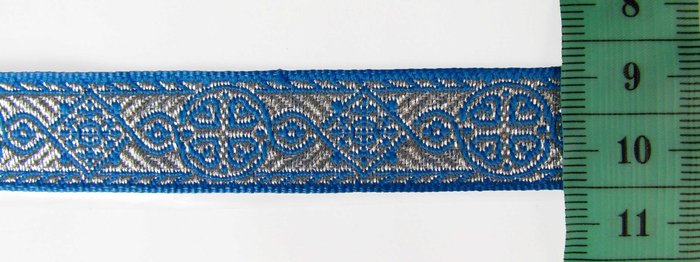 Галун ВИЗАНТИЯ, голубой с сереб, шир. 1,7 см, ФР