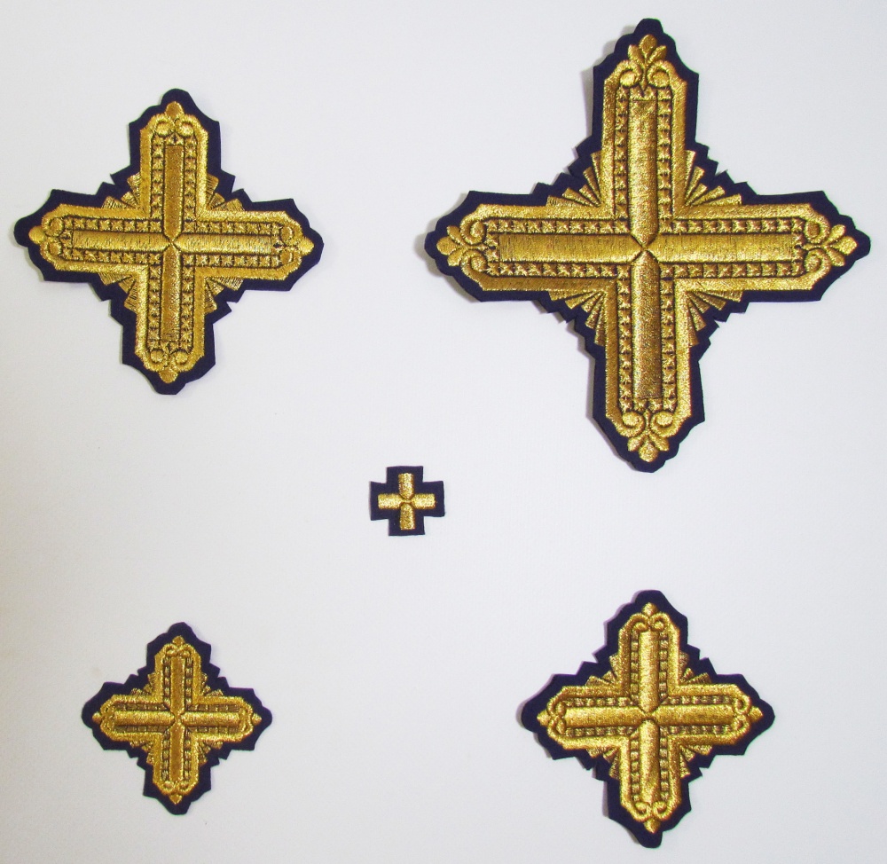 Набор крестов, иерейский, КВАДРАТ, фиолетовый с золотом, 14 шт
