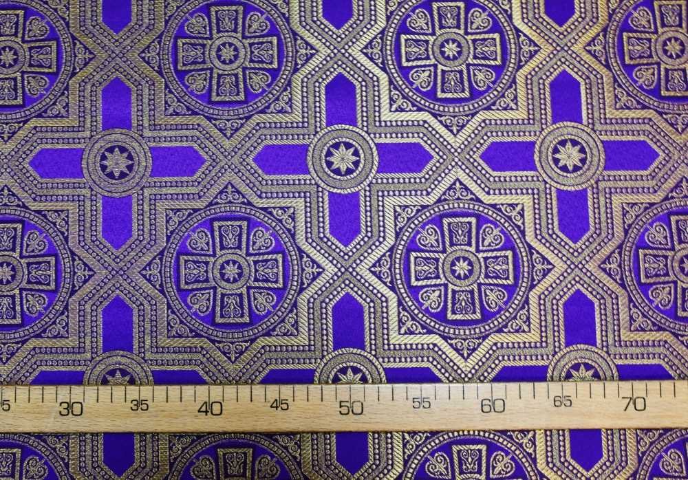 Парча НЕВСКИЙ, фиолетовая с золотом, шир. 150 см, Рахманово