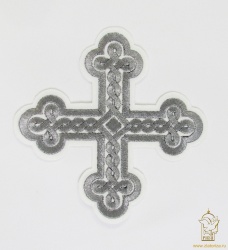 Крест 1 ОКРУГЛАЯ ПЛЕТЕНКА, белый с темным серебром,14,5 -16 см