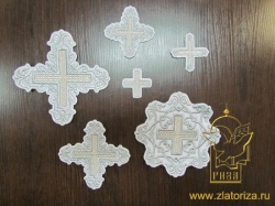 Набор крестов, иерейский, УЗОР белый с серебром, 14 шт, арт. 22442