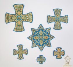 Набор крестов, иерейский, СМАЛЬТА голубой с золотом, 14 шт, арт. 22874 Набор крестов, иерейский, СМАЛЬТА голубой с золотом, 14 шт, арт. 22874