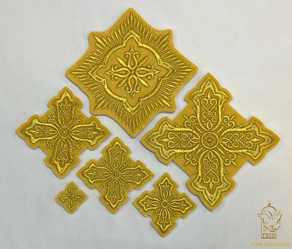 Набор крестов, иерейский, ВИЗАНТИЯ, горчица с золотом, 14 шт