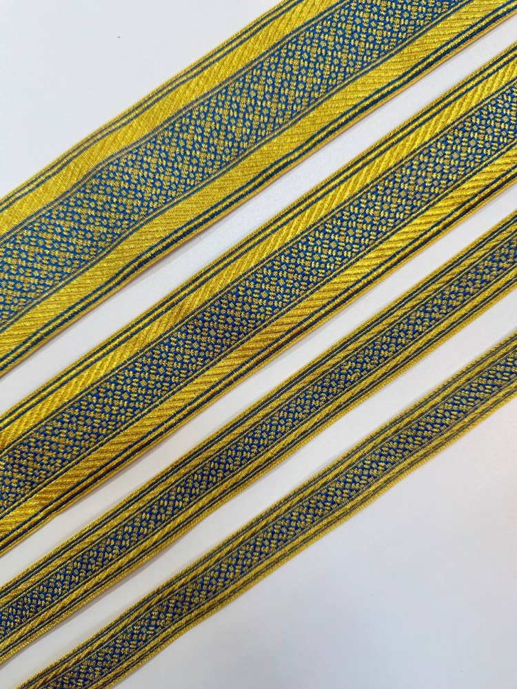 Галун РОМАШКА, синий с золотом, шир. 1,8 см, РА
