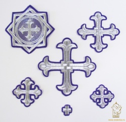 Набор крестов, иерейский, ЛУКОШКО, фиолетовый с серебром, 14 шт