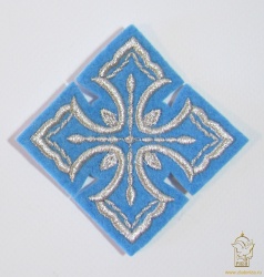 Крест 3 АНГЕЛЫ, голубой с серебром,8-9 см