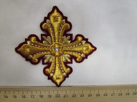 Крест 3 ВАНИН, бордо с золотом,8-9 см
