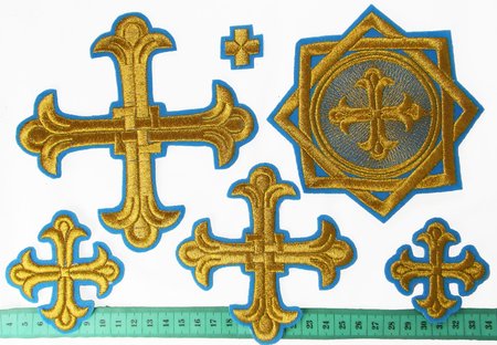 Набор крестов, иерейский, ЛУКОШКО, голубой с золотом, 14 шт