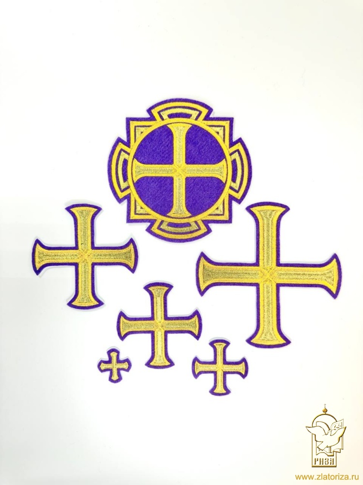 Набор крестов, иерейский, БУЛАТ, фиолетовый с золотом, 14 шт