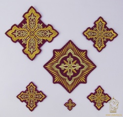 Набор крестов, иерейский, ВИЗАНТИЯ, бордо с золотом, 14 шт Набор крестов, иерейский, ВИЗАНТИЯ, бордо с золотом, 14 шт