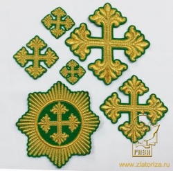 Набор крестов, иерейский, ВИФЛЕЕМ, зеленый с золотом, 14 шт, арт. 22789