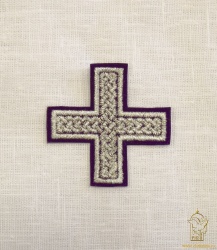 Крест 4 ПРЯМАЯ ПЛЕТЕНКА, фиолетовый с серебром,6-7 см