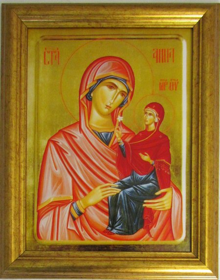 Икона Анна святая праведная на холсте 23х30 в багетной рамке