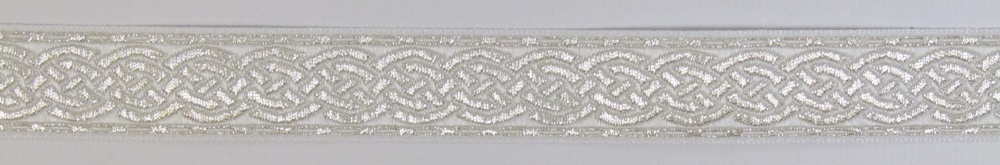 Галун ПЛЕТЕНКА, белый с серебром, шир. 2,2 см, РА