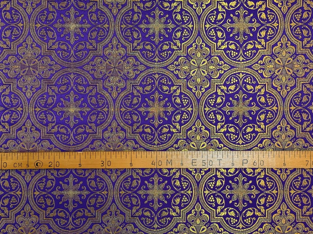 Парча ШУЙСКАЯ, фиолетовая с золотом, шир. 150 см, Рахманово