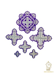 Набор крестов, иерейский, УЗОР фиолетовый с серебром, 14 шт, арт