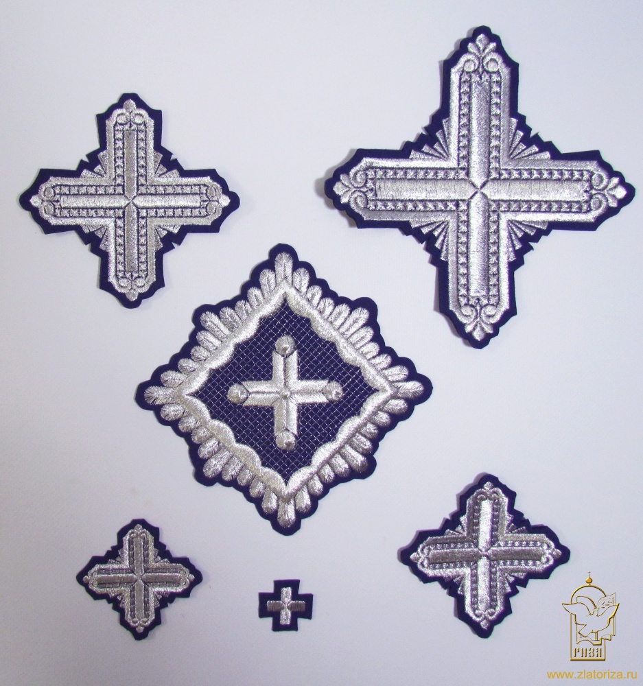 Набор крестов, иерейский, КВАДРАТ, фиолетовый с серебром, 14 шт