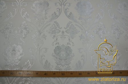 Шелк РОЗА ПАВЛОВСКАЯ, белая с серебром, шир. 150 см, Павловский Посад
