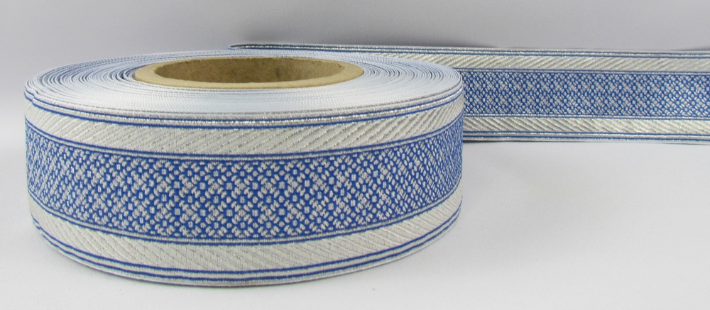 Галун РОМАШКА, синий с серебром, шир. 5 см, РА
