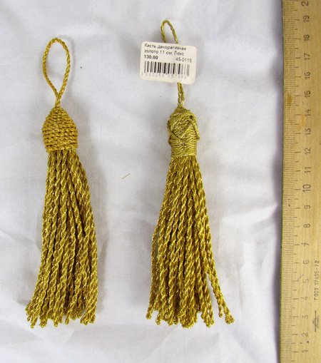 Кисть декоративная, золото, длина 11 см, ЛЕНА (NA)