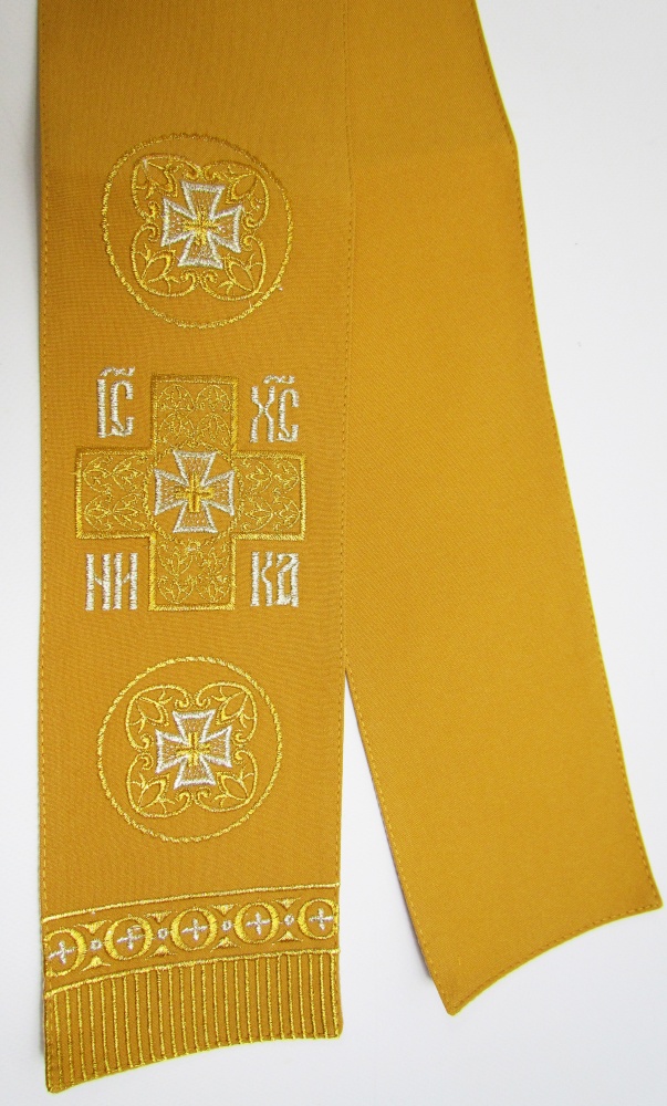 Закладка вышитая, желтая с золотом, шир. 10 см
