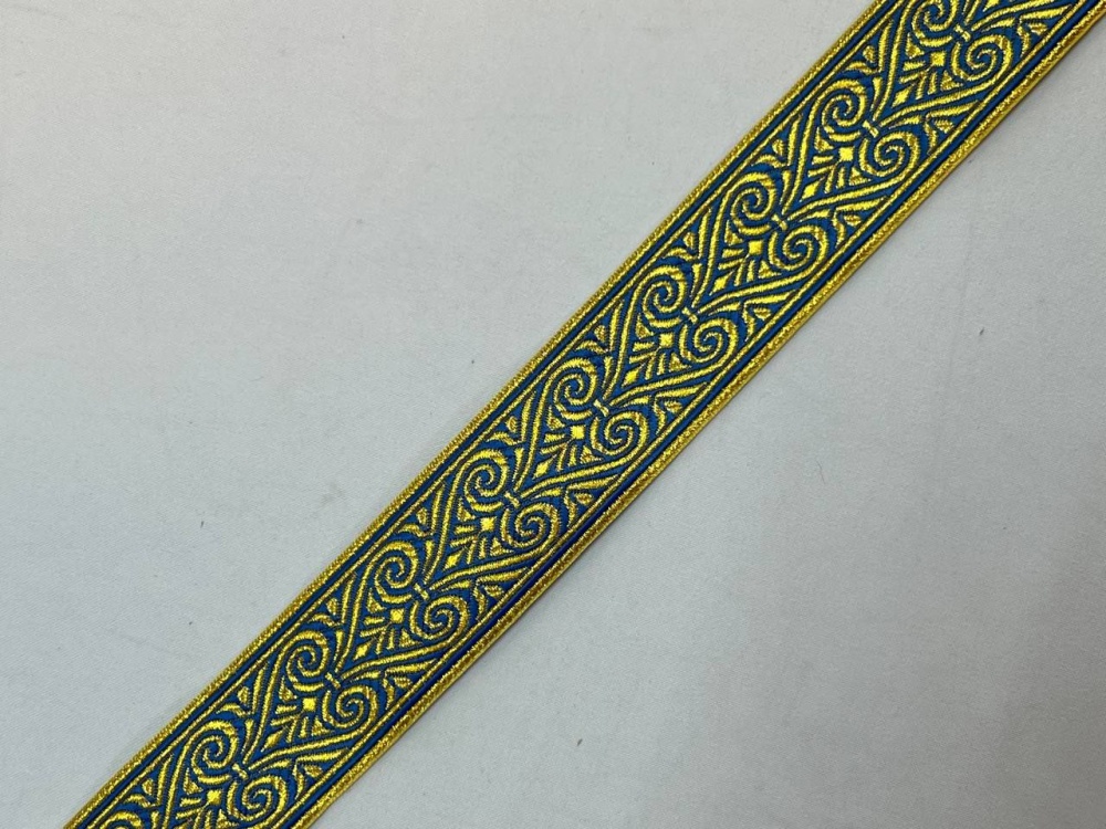 Галун АФИНЫ, синий с золотом, шир. 1,8 см, РА
