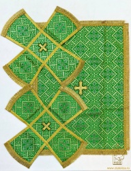 Покровцы парча, зеленые с золотом