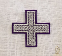 Крест 3 ПРЯМАЯ ПЛЕТЕНКА, фиолетовый с серебром,8-9 см