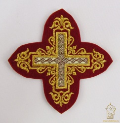 Крест 3 УЗОР бордо с золотом, 10 см