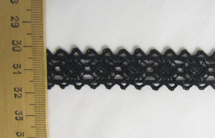 Кружево 143, плетеное черное, шир. 1,5 см