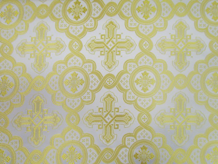 Шелк ПОДСОЛНУХ, белый с золотом, шир. 150 см, Рахманово