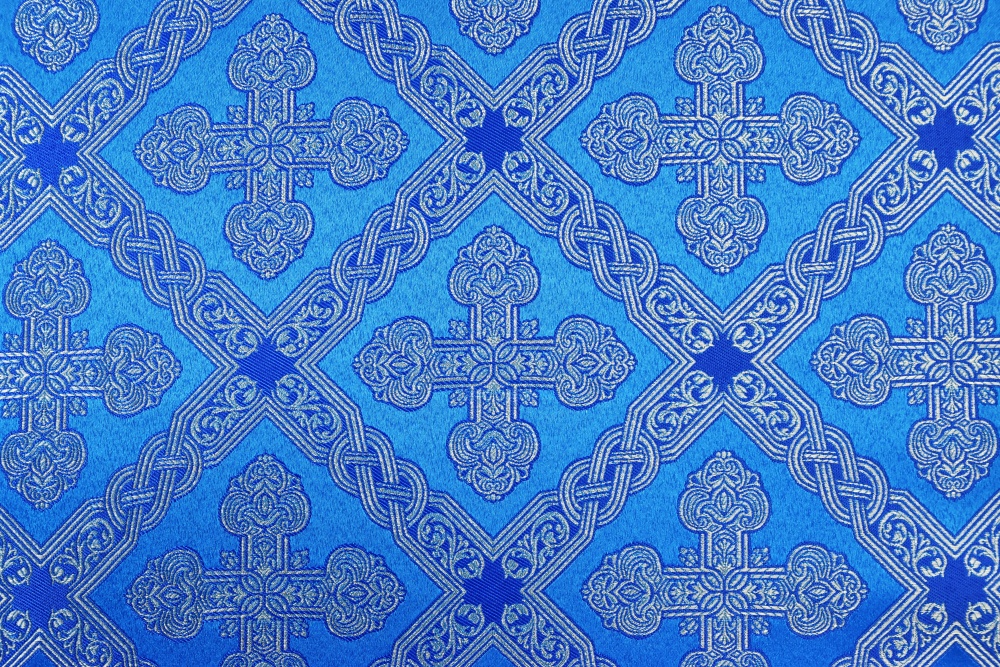 Парча ПРЕОБРАЖЕНИЕ, голубая с серебром, шир. 150 см, Рахманово