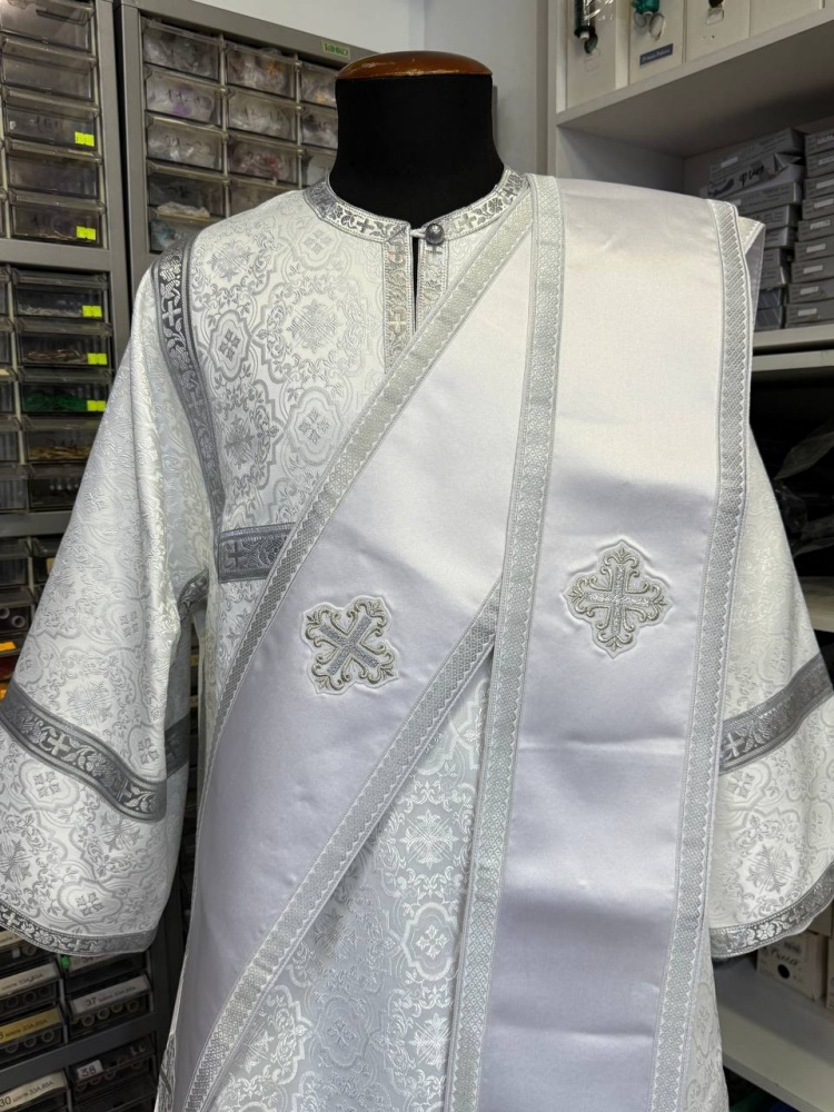 Орарь двойной белый с сереб, шелк, без поручей