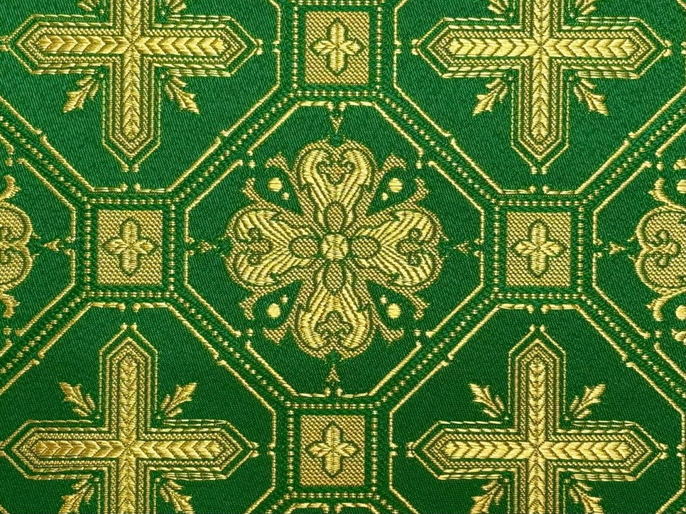 Шелк СВЕТЛАНА, зеленый с золотом, шир. 150 см, Рахманово