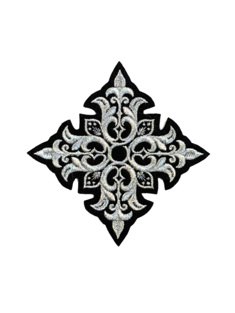 Крест 2 ПОЧАЕВ, черный с серебром, 10-12 см