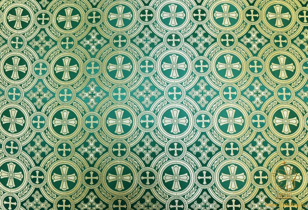 Шелк САМСОН, зеленый с золотом, шир. 150 см, Рахманово