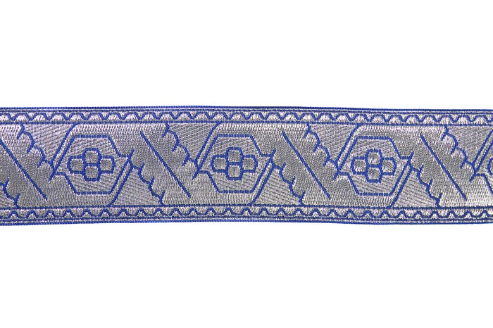 Галун ДУБОК, голубой с серебром, шир. 4 см, ФР