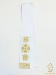 Закладка вышитая, белая с золотом, шир. 10 см