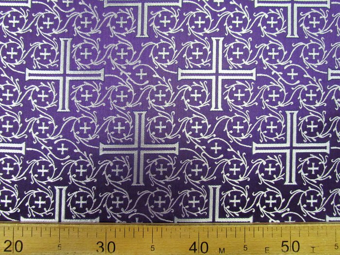 Шелк ВИЗАНТИЙСКИЙ КРЕСТ/АФОН, фиолетовый с серебром, шир. 160 см