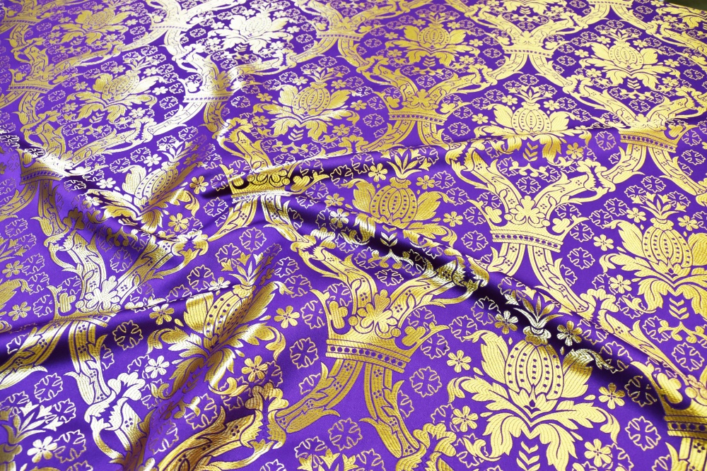 Шелк КОРОНА (ИЕРУСАЛИМ), фиолетовый с золотом, шир. 160 см
