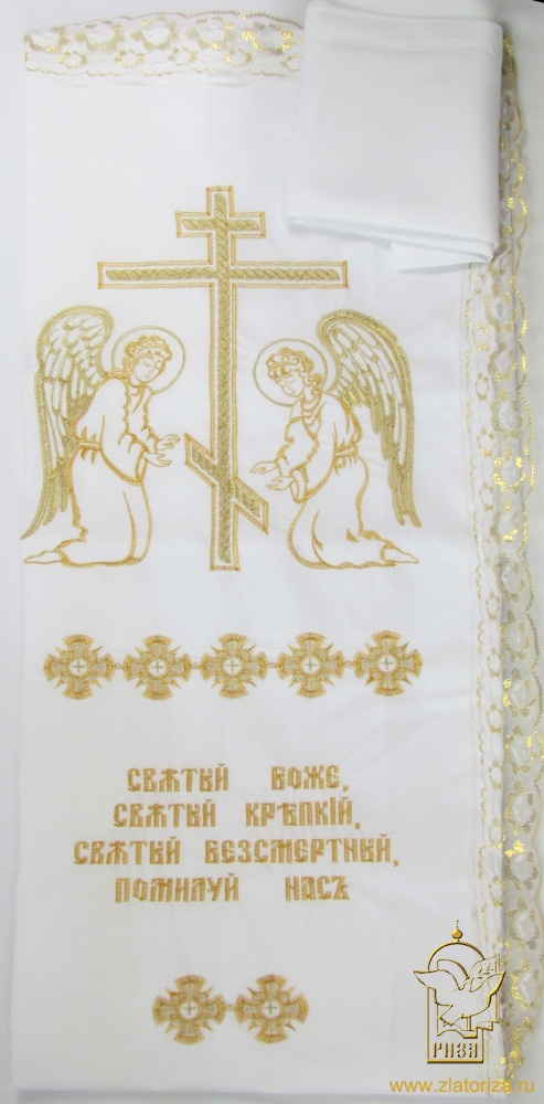 Погребальный набор, габардин, вышивка: Ангелы (навалочка + покрывало), С