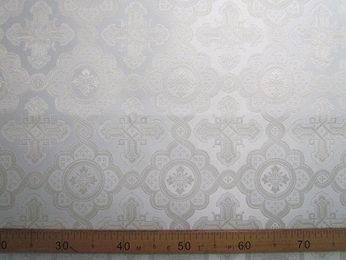 Парча ПОДСОЛНУХ, белая со светлым серебром, шир. 150 см, Рахманово