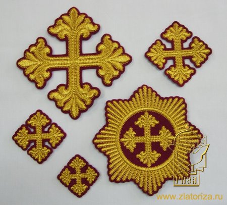 Набор крестов, архиерейский, ВИФЛЕЕМ, бордовый с золотом, 21 шт